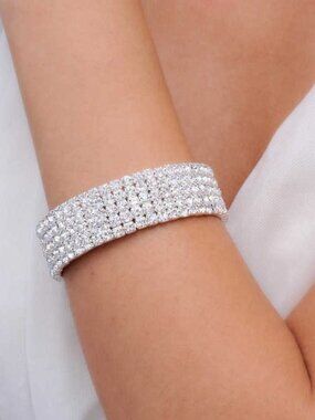 Silver Plated Crystal 5-Layer Tennis Bracelet for Women